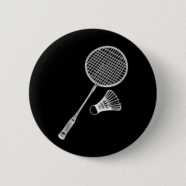 Line Art Badminton Player Shuttle Badmintoner  Button (Front)