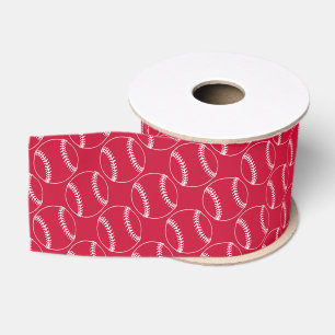 Line Art Baseballs, Red-Grosgrain Ribbon