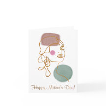 Line Art Beautiful Face-Folded Greeting Card