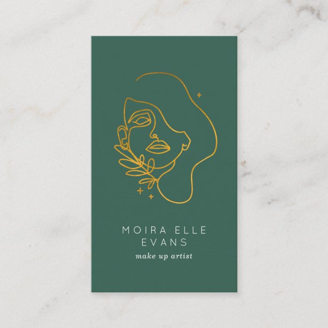 Line Art Beauty Hair Make Up Business Card (Front)
