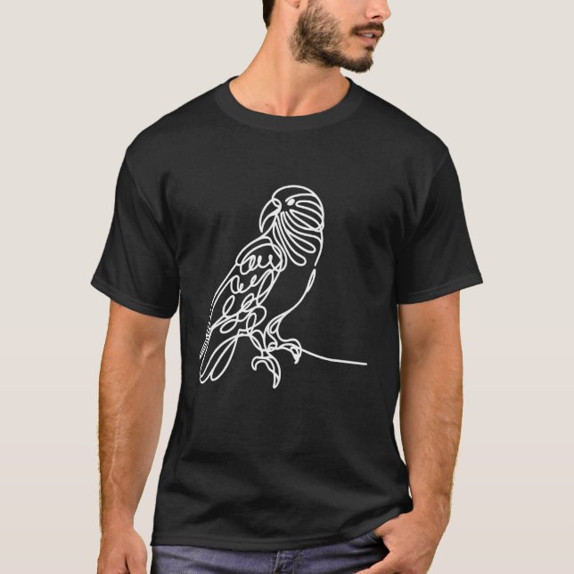 Line Art Bird & Ornithologist Kea T-Shirt (Front)