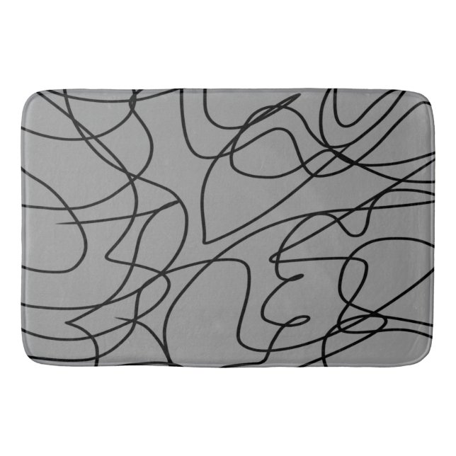 Line Art: Black on Gray Bath Mat (Front)