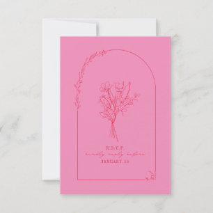 Line Art Bouquet Arch Pink Red Wedding RSVP