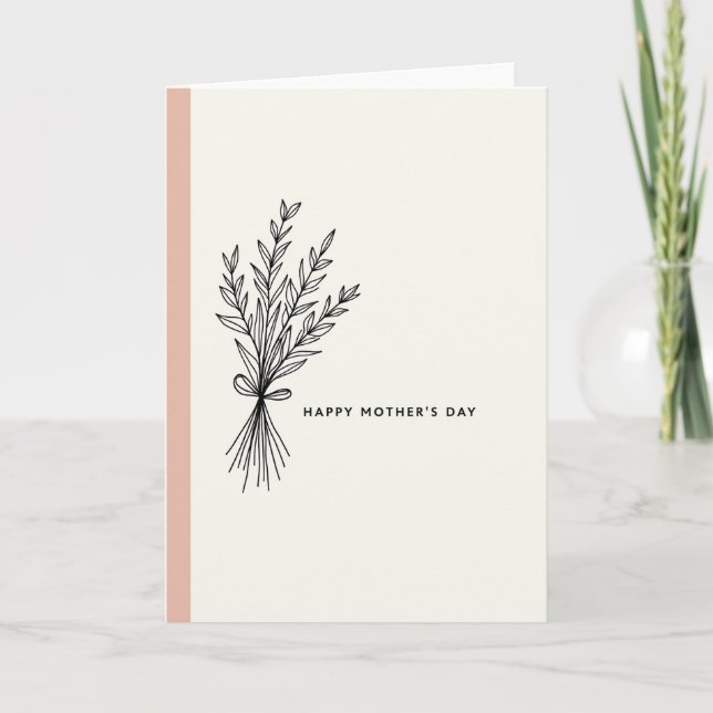 Line Art Bouquet Mothers Day Card (Front)