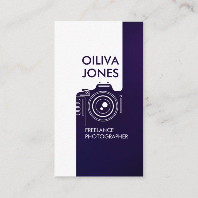 Line Art Camera Photographer Business Card (Front)