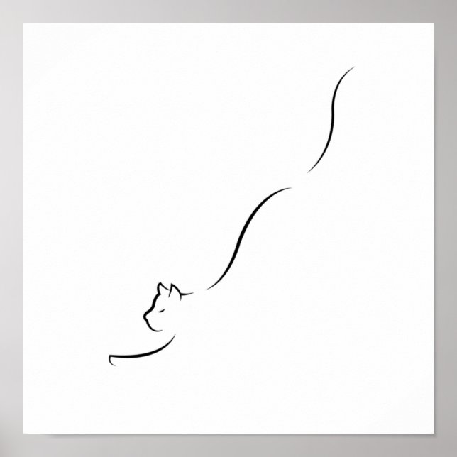 Line art Cat  line drawing cat minimalistic Poster (Front)