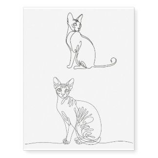Line Art Cats Temporary Tattoos