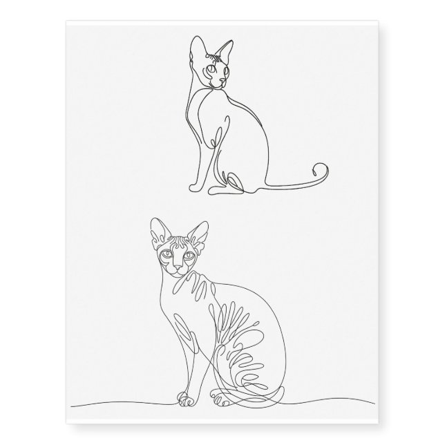 Line Art Cats Temporary Tattoos (Front)