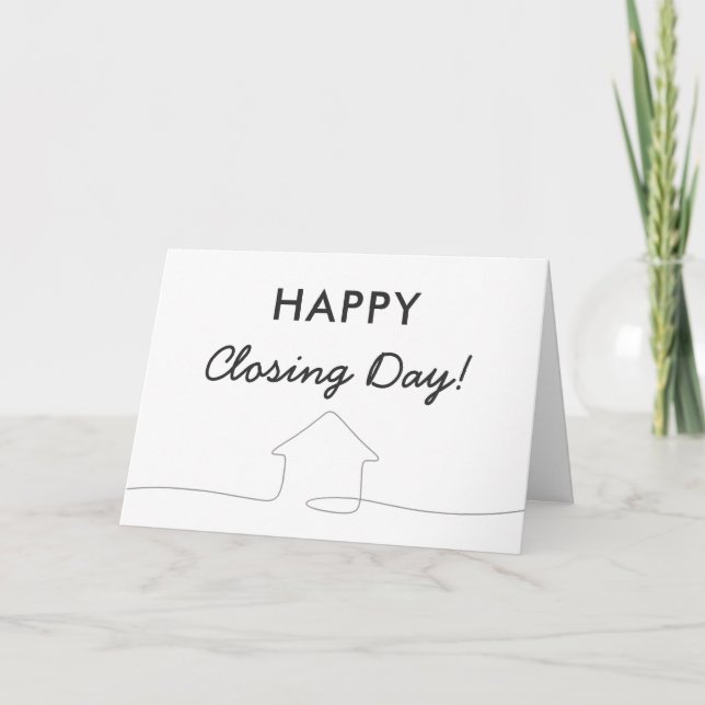 Line Art Closing Day Neutral Real Estate Agent Card (Front)