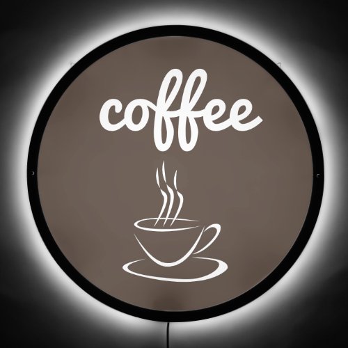 Line Art Coffee Cup Script Brown 
