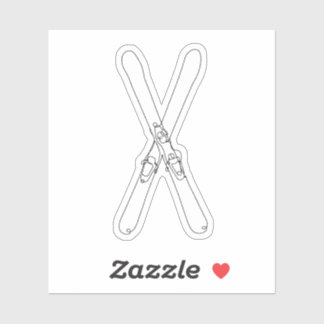 Line Art Crossed Skis Sticker