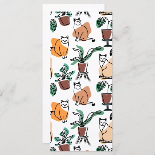 Line art drawing cats and flowers (Front/Back)