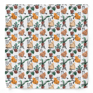 Line art drawing cats and flowers bandana