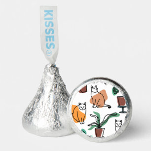 Line art drawing cats and flowers hershey®'s kisses®