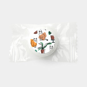 Line art drawing cats and flowers life saver® mints