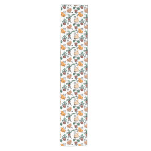 Line art drawing cats and flowers medium table runner
