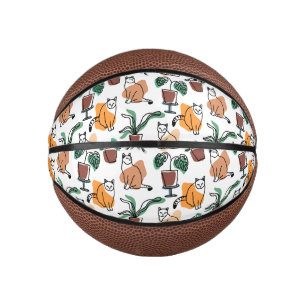 Line art drawing cats and flowers mini basketball