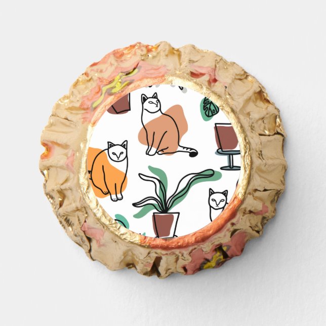 Line art drawing cats and flowers reese's peanut butter cups (Front)