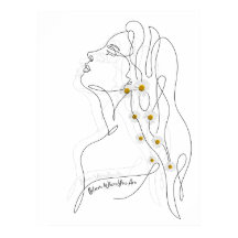 Line Art drawing of woman - Bloom where you are