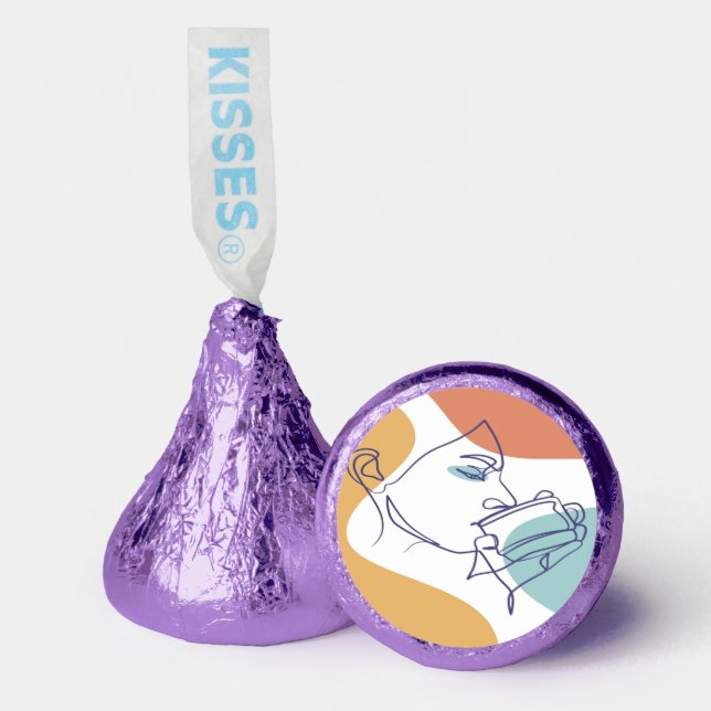 line art drawing poster of woman drinking coffee  hershey®'s kisses® (Front)