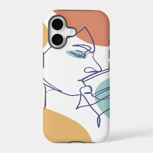 line art drawing poster of woman drinking coffee iPhone 17 case