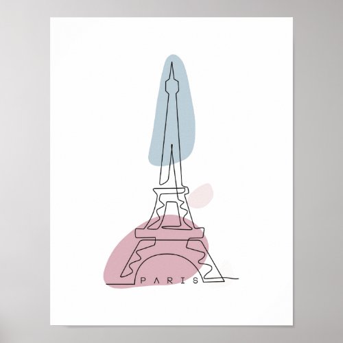 Line Art Eiffel Tower Poster