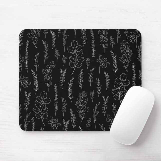 Line Art Eucalyptus Pattern  Mouse Pad (With Mouse)