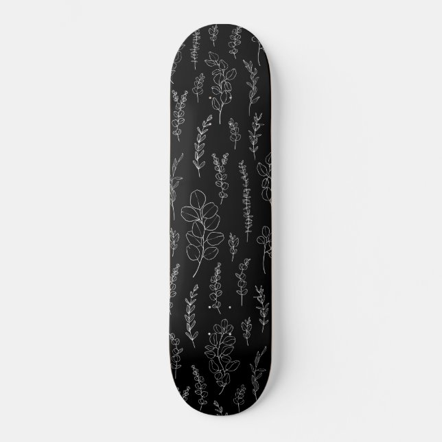 Line Art Eucalyptus Pattern  Skateboard (Front)