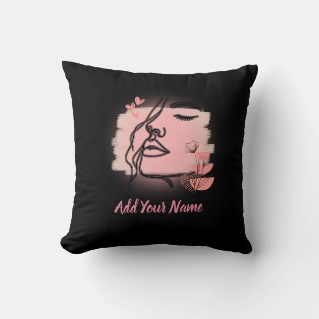 Line art Face Throw Pillow (Front)