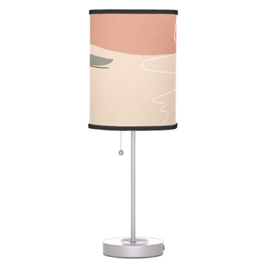 Line Art Female Face Hat Abstract Shapes Table Lamp (Right)