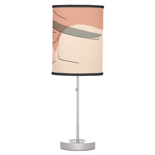 Line Art Female Face Hat Abstract Shapes Table Lamp (Front)