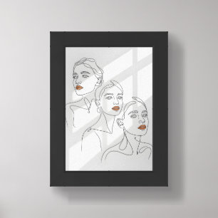 Line Art Female Trio Framed Art