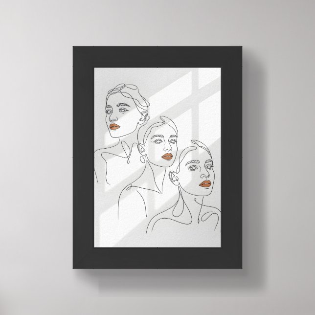 Line Art Female Trio Framed Art (Framed Front)