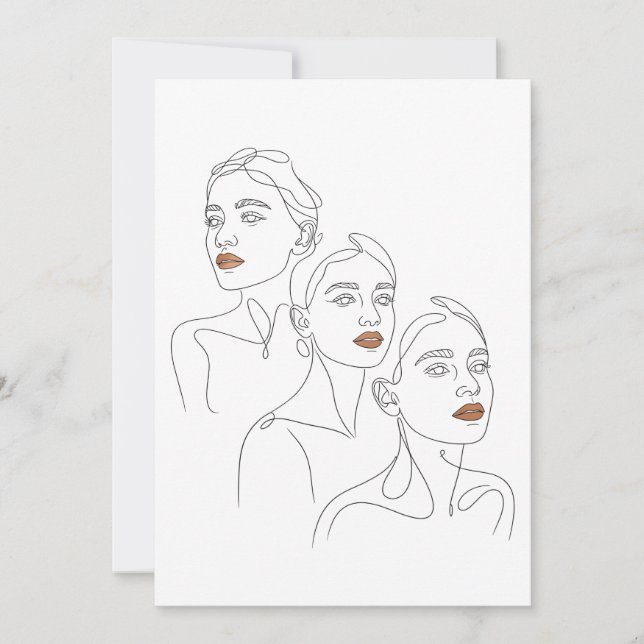 Line Art Female Trio Invitation (Front)