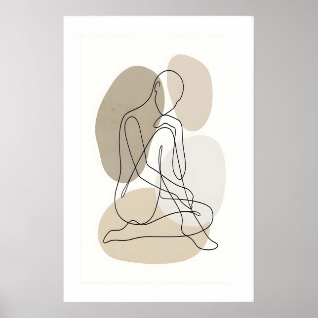 Line Art Figure Print Single Contour Drawing (Front)