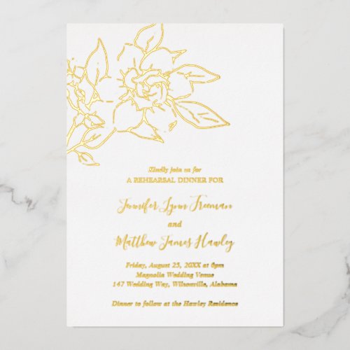 Line Art Floral Elegant Wedding Rehearsal Dinner
