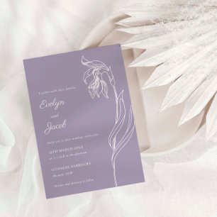 Line Art flower arch Lavender Invitation