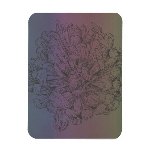 Line Art Flower  Dusty Gradient Rainbow  Magnet