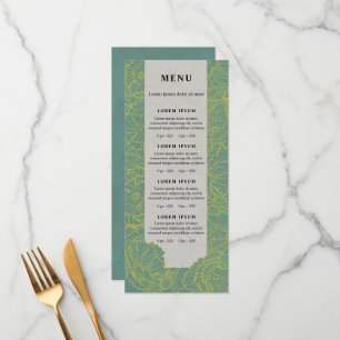 Line art flowers, teal floral menu or price list