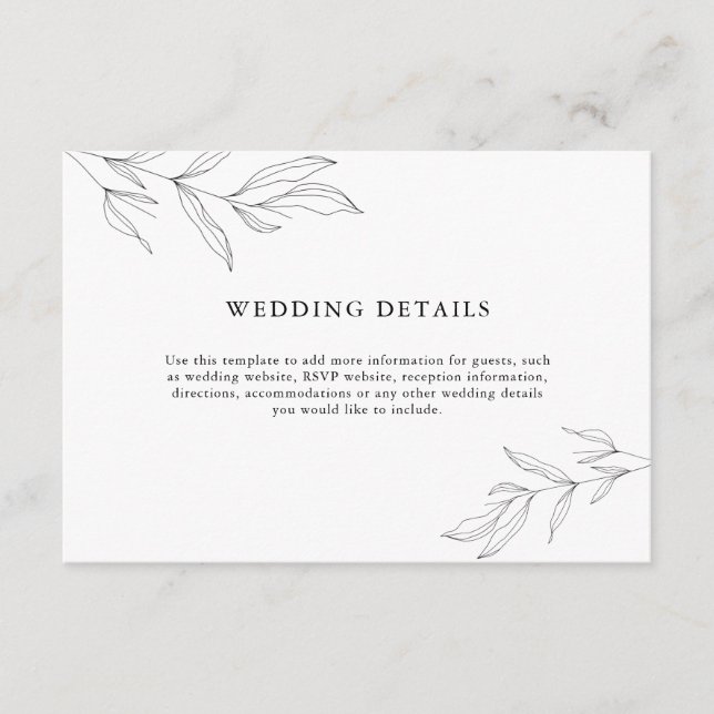 Line Art Foliage Leaf Details Enclosure Card (Front)