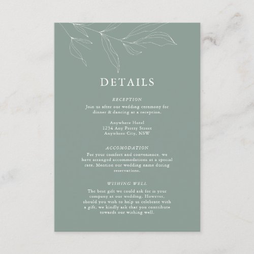 Line Art Foliage Leaf Details Enclosure Card