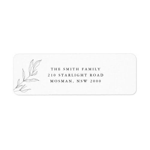 Line Art Foliage Leaf Return Address Label