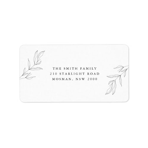 Line Art Foliage Leaf Return Address Label