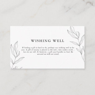 Line Art Foliage Leaf Wishing Well Enclosure Card