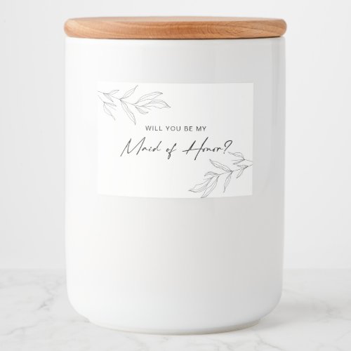 Line Art Foliage Maid of Honor Candle Label