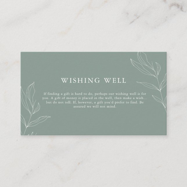 Line Art Foliage Sage Wishing Well Enclosure Card (Front)