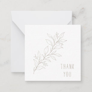 Line Art Foliage Thank You Monogram Blank Note Card