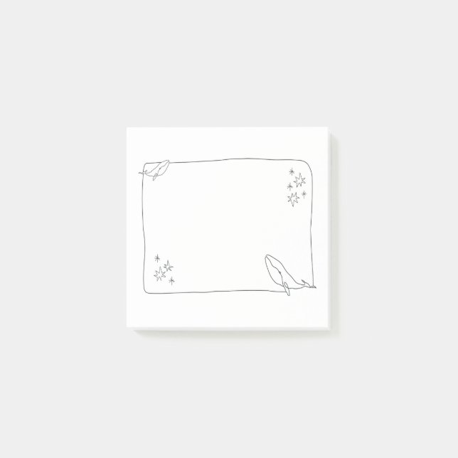 Line art  frame illustration , Whale Post-it Notes (Front)