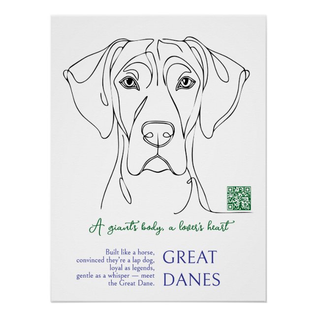 Line Art Great Dane Poster  (Front)