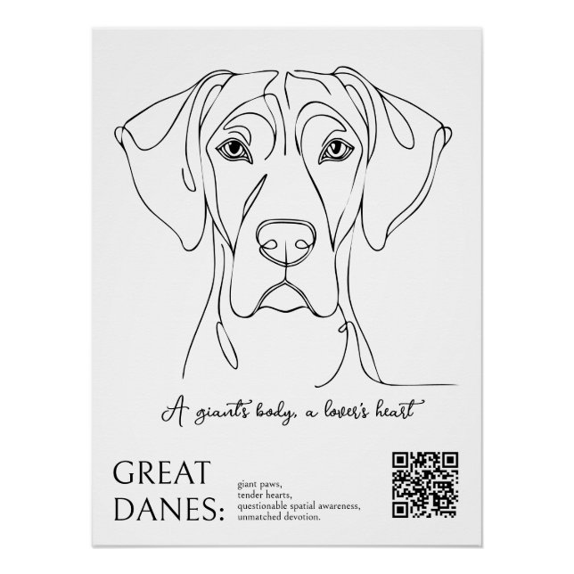 Line Art Great Dane Poster  (Front)